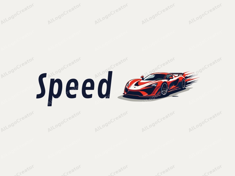 a modern design featuring dynamic lines representing speed, a stylized racing car silhouette, and an abstract engine shape, combined with a clean background.