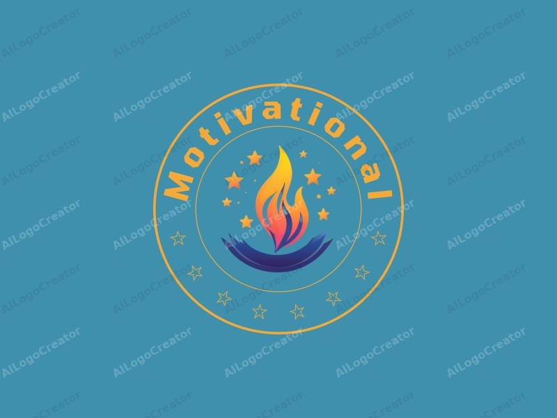 a modern design featuring stars and flames symbolizing motivation and inspiration, combined with a clean background in blue and green colors.