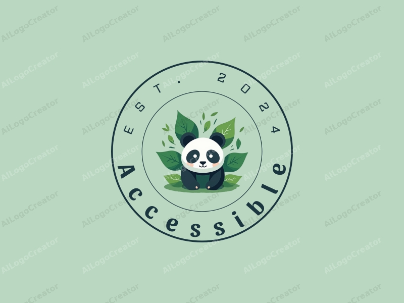 modern design features accessibility symbols, a stylized panda, and green leaves, combined with a clean background and a focus on inclusivity.