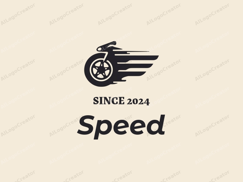 a modern design featuring dynamic lines representing speed, a stylized engine silhouette, and a flowing path, combined with a clean background.