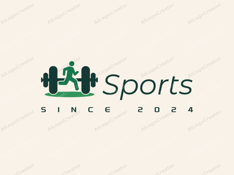 a modern design featuring a stylized dumbbell and a running figure, combined with a clean background and a vibrant green color scheme.