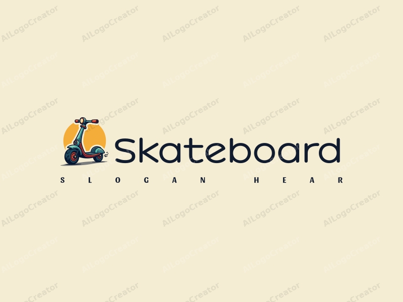 playful design features a vibrant skateboard and scooter with dynamic wheels, combined with a clean background and a sense of movement.