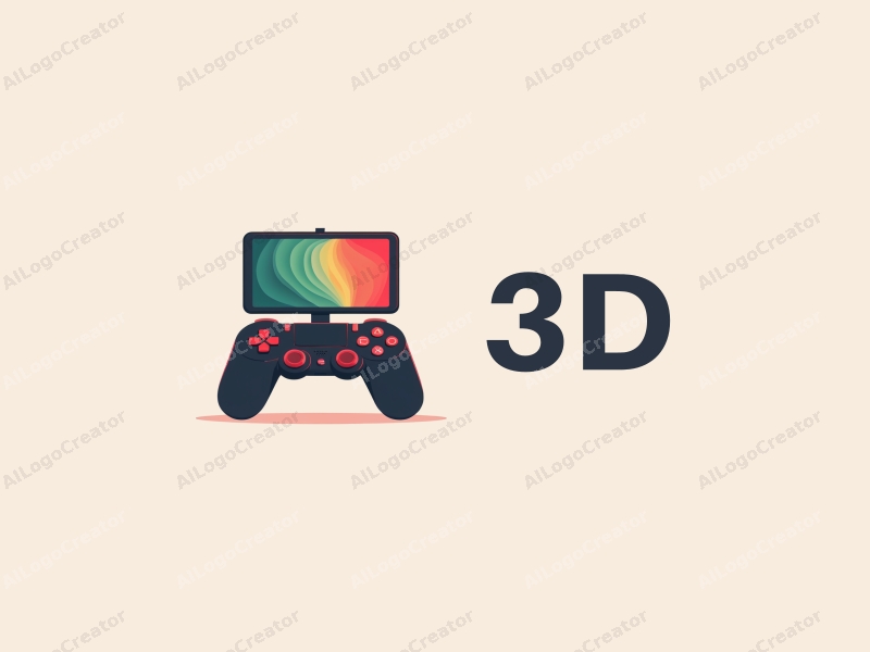 a modern design featuring 3D dynamic elements like a stylized screen and controller, incorporating vibrant red and green colors, combined with a clean background.