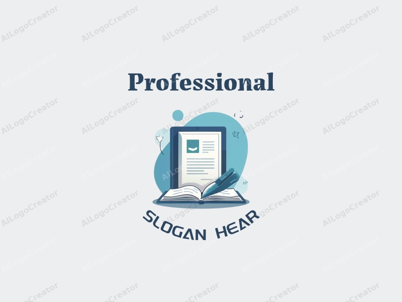 modern design features a stylized book and certificate, representing professionalism and certification, combined with a clean background in blue and gray tones.