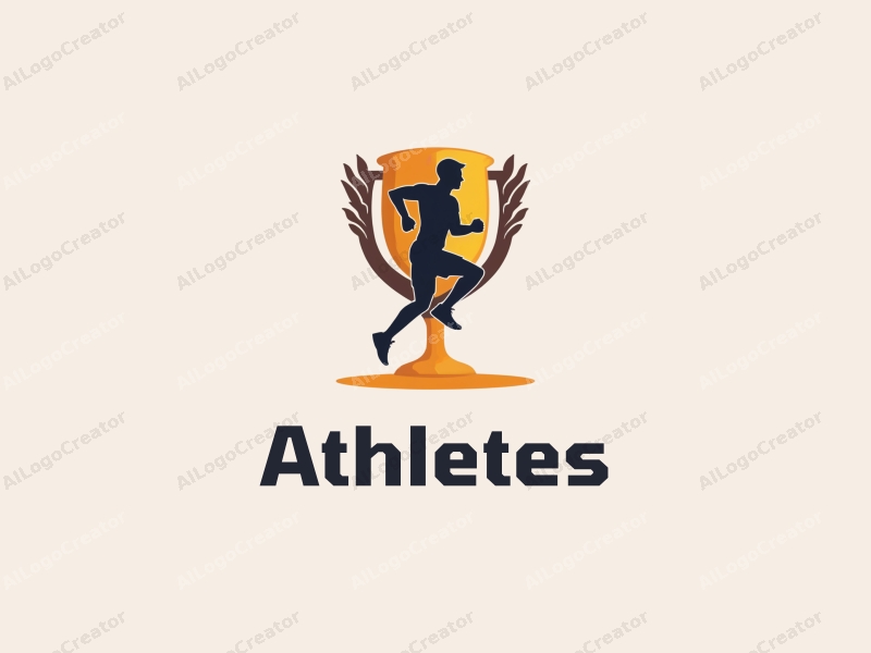 modern design features a dynamic athlete in motion, a stylized player silhouette, and a trophy, combined with a clean background and a harmonious composition.