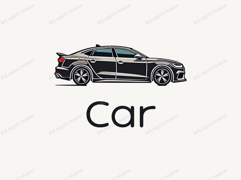 a modern design featuring a sleek sedan silhouette, an abstract engine shape, and stylized tires, combined with a clean background.