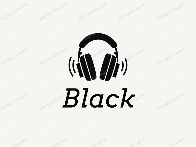 minimalist design features musical notes and headphones, combined with a black color palette and a clean background representing a night theme.