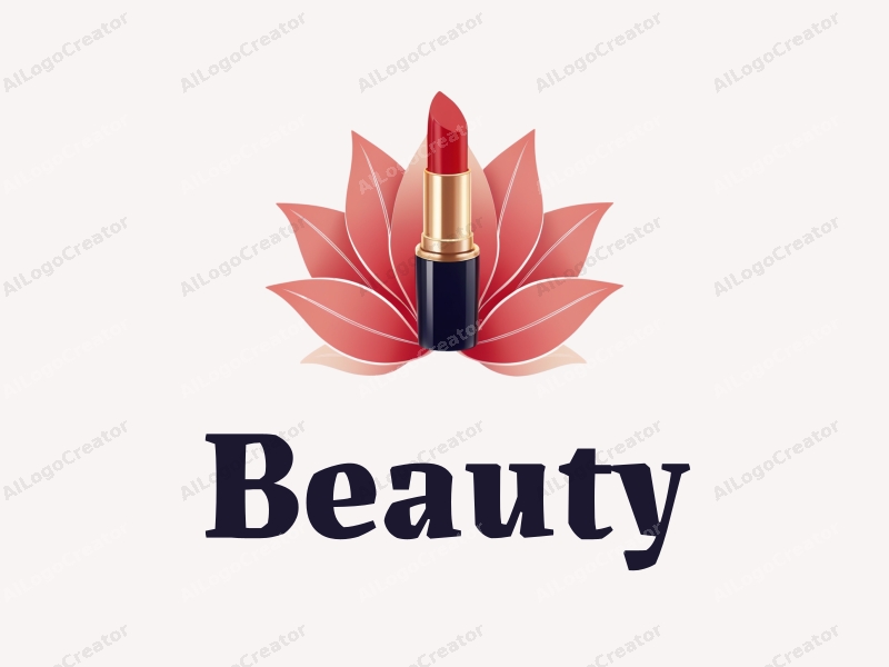 a modern design featuring elegant petals and a stylized lipstick, combined with a clean background and a focus on beauty and makeup elements.