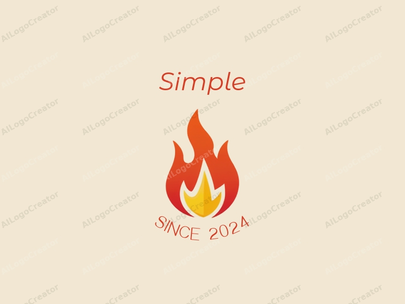 minimalist design features a stylized flame and ash, combined with a clean background and modern aesthetic.