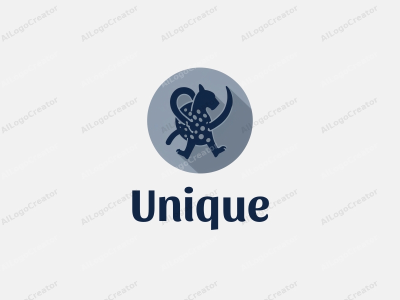 a modern minimalist design featuring a stylized pirate silhouette intertwined with a sleek leopard form, utilizing blue and gray colors, combined with a clean background for a unique and innovative look.