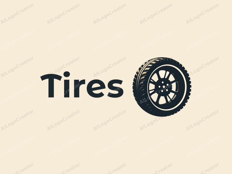 modern design features a stylized tire and motorcycle wheel, combined with a clean background and a minimalist approach.