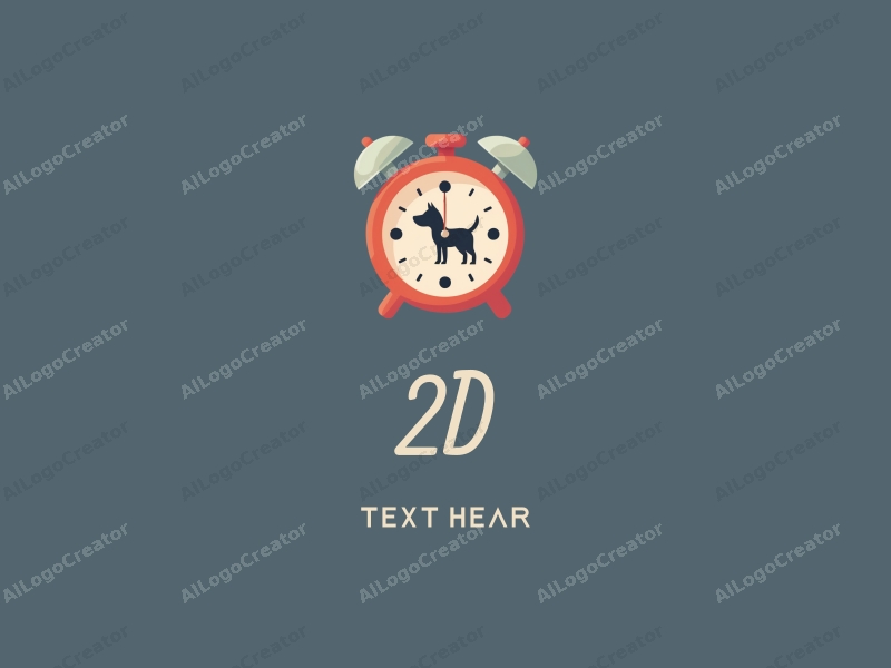 modern design features a stylized clock and a playful dog silhouette, combined with a flat design approach and a clean background.