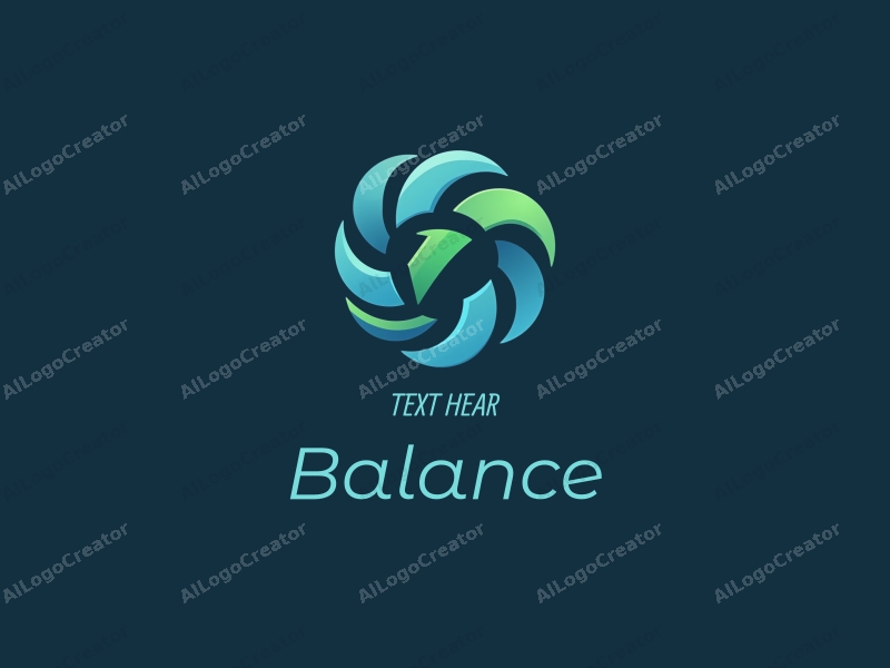 a modern design featuring elements of balance and harmony, incorporating sports and technology motifs, with a clean background in blue and green tones.