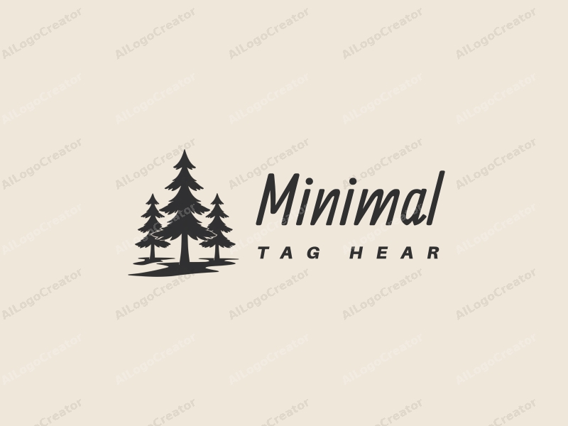 tag style features simple trees, a clean and minimalist design approach, combined with a harmonious background in white, black, and gray.