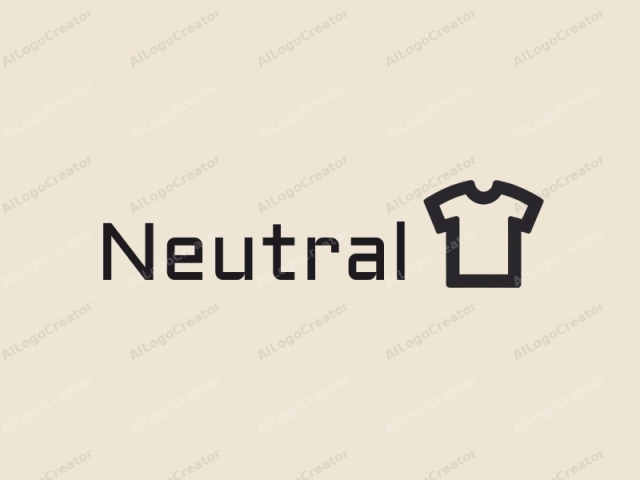 Minimalistisches Design mit einer stilisierten T-Shirt-Silhouette und einem ausgewogenen Logo-Element, kombiniert mit einem sauberen, neutralen Hintergrund.