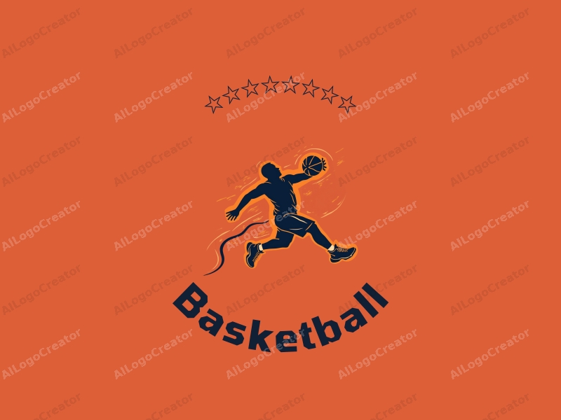 dynamic design features a stylized basketball and sneakers in motion, capturing the essence of a slam dunk and leap, combined with a sporty aesthetic and a clean background.