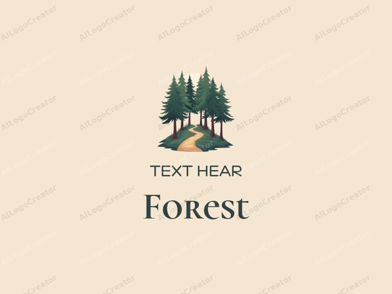 vintage design features a serene forest scene with tall trees, a lush tree canopy, and a winding pathway, combined with a clean background.