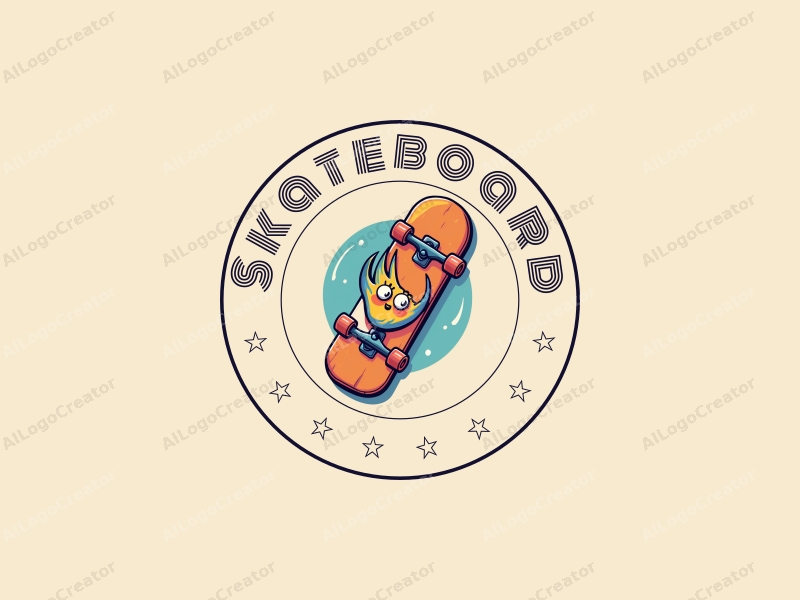 playful design features a vibrant skateboard with a stylized claw element, combined with a clean background for a dynamic and energetic feel.