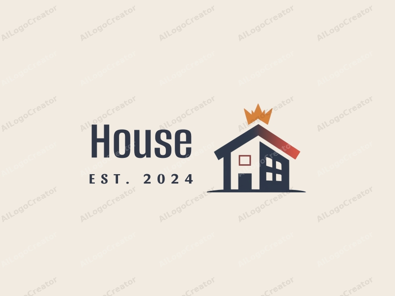 modern design features a stylized house and building silhouette, integrated with a crown symbolizing cleanliness, combined with a clean background.