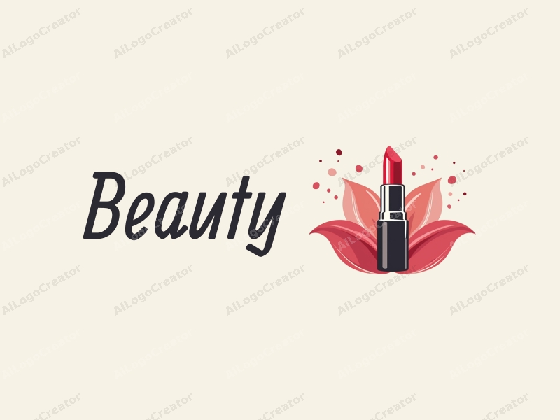 modern design features elegant petals, a stylized lipstick, and beauty elements combined with a clean background.