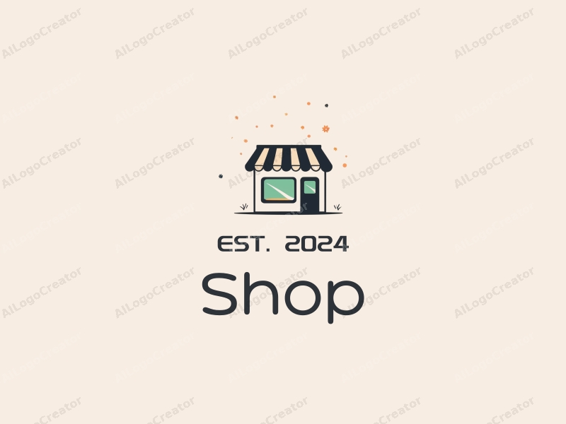 modern design features a stylized shop silhouette, a health tag, and a clean background combined with a simple and harmonious layout.