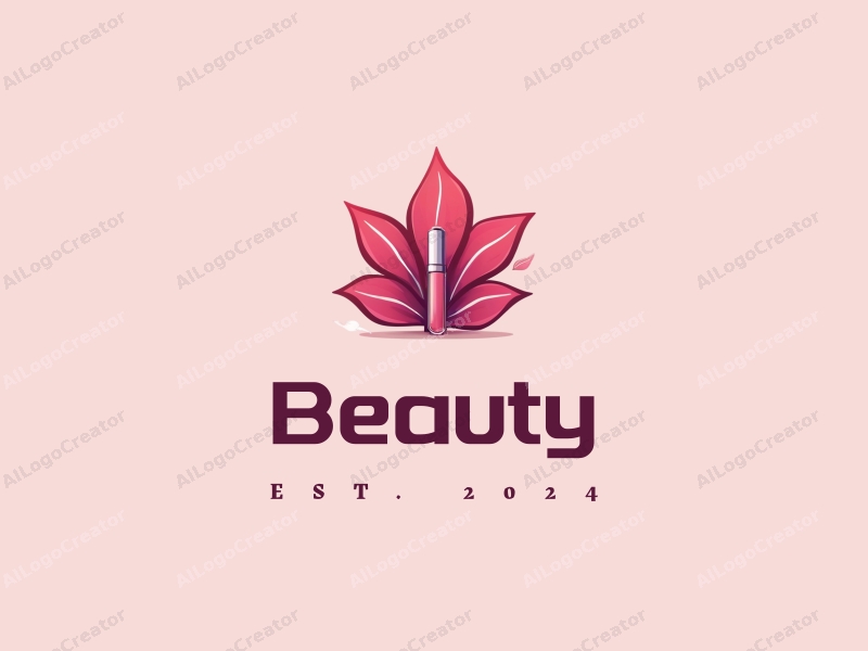 modern design features elegant petals, a stylized lip gloss tube, and a clean background combined with a harmonious composition.