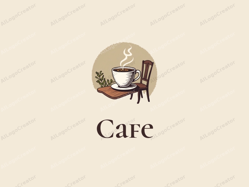 vintage design features a stylized coffee cup, an antique chair, and a cozy café setting combined with a clean background.