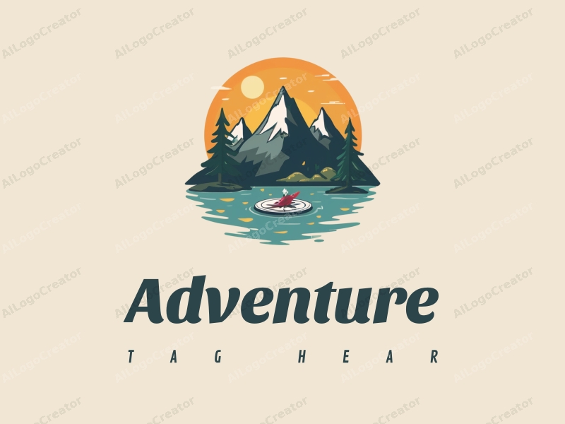 playful design features stylized mountains, a whimsical compass, and adventure elements combined with a clean background.