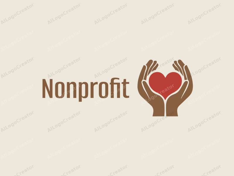 modern design features a heart shape cradled by two hands, symbolizing charity and volunteerism, with a clean background and harmonious composition.