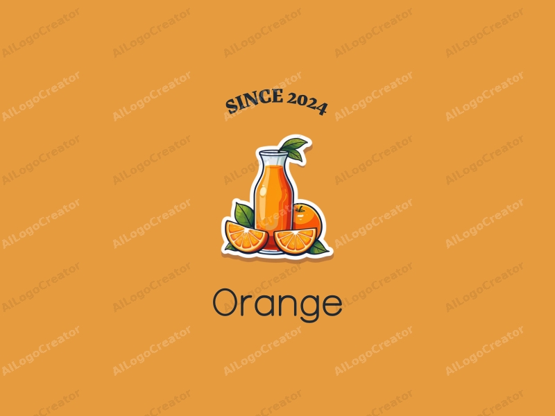 playful design features a vibrant orange, stylized juice bottle, fresh orange slices, and a cheerful composition combined with a clean background.