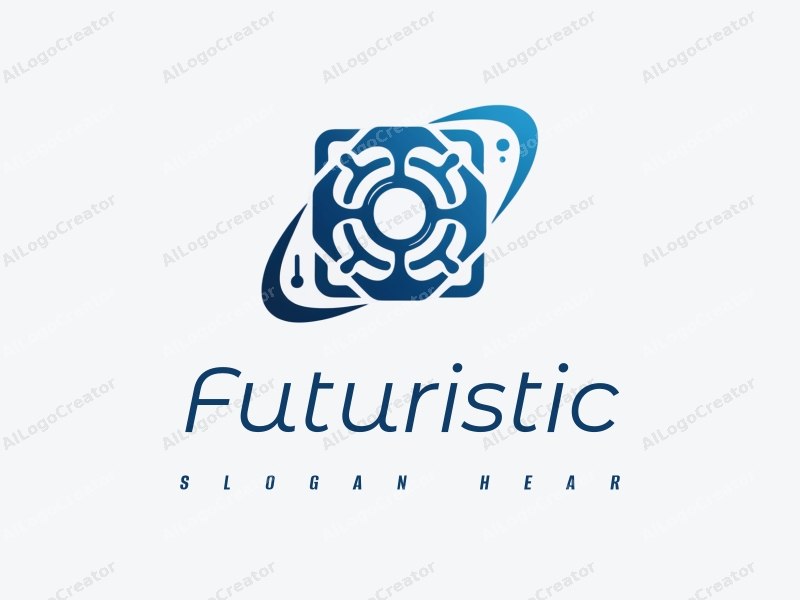 a modern minimalist design featuring stylized circuits intertwined with planetary shapes, utilizing a silver and blue color palette, conveying a sense of innovation and futurism against a clean background.