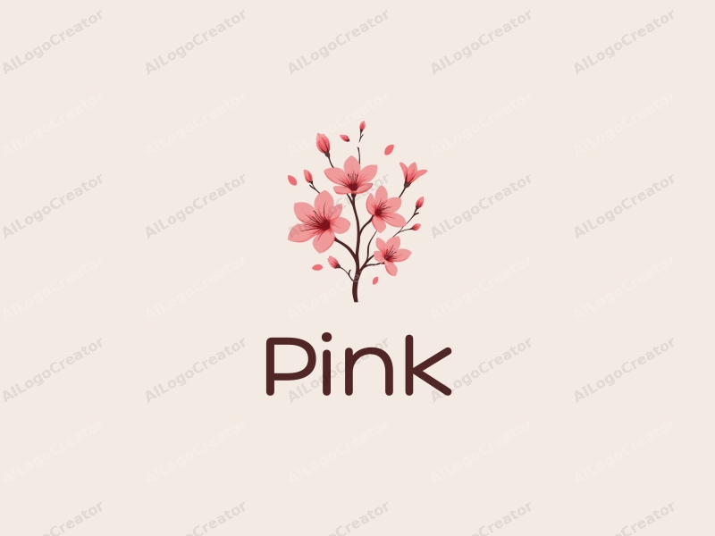 minimalist design features delicate cherry blossoms and flower petals in soft pink tones, combined with a clean background for a fresh and elegant look.