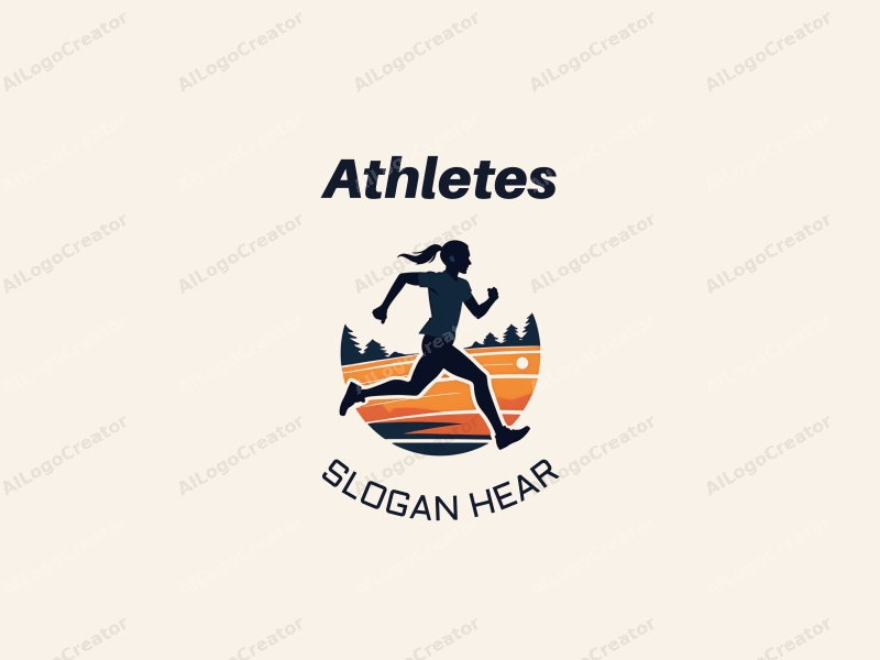 modern design features a dynamic silhouette of a runner in motion, set against a stylized sports field background, emphasizing energy and competition with a clean and simple composition.