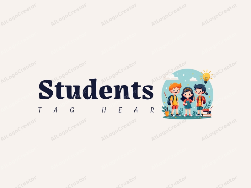 playful design features vibrant colors, stylized students and school elements, along with books and paintbrushes, combined with a clean and harmonious background.