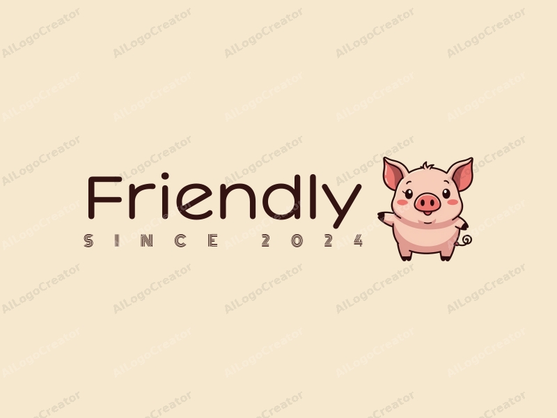 playful design features a cute small pig and a friendly hand, combined with a clean background and a harmonious layout.