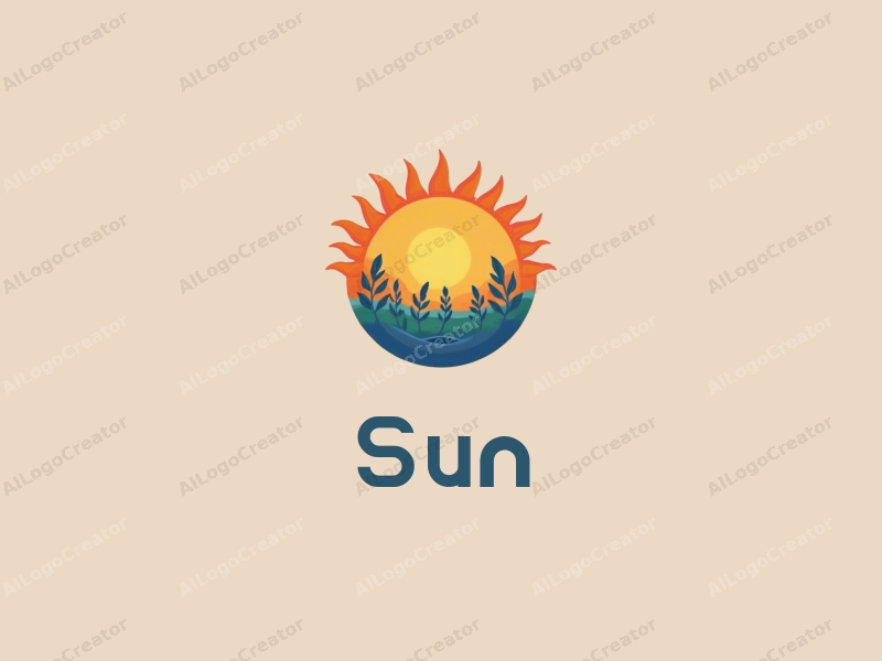 playful design features a stylized sun with rays, vibrant sunlight filtering through playful leaves, combined with a clean background.