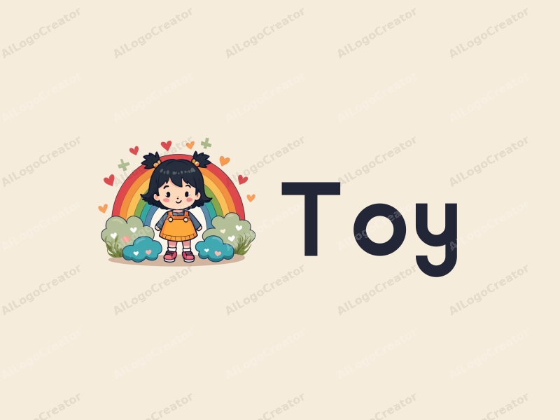 playful design features a whimsical doll, colorful puzzle pieces, and a vibrant rainbow, combined with a clean background.