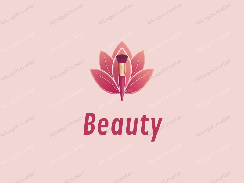 modern design features elegant petals, a stylized makeup brush, and a beauty theme combined with a clean background.