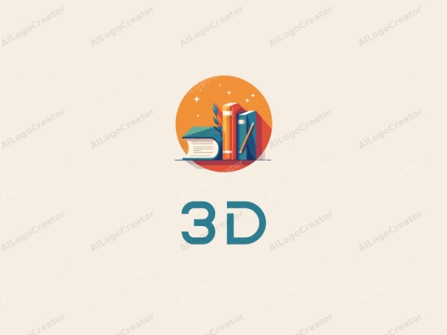 3Dダイナミック要素、スタイライズされた書籍と文房具、ミニマリストアプローチ、そして鮮やかな背景を組み合わせたモダンデザイン。