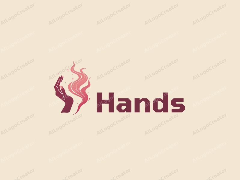 a modern design featuring hands holding with pink smoke swirling around, incorporating text in a clean and simple layout, emphasizing a harmonious and artistic approach.