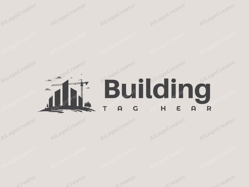 minimalist design features sleek architectural structures, construction tools, and a modern design approach combined with a clean gray background.