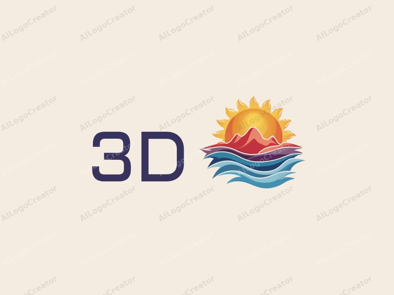 a modern design featuring vibrant 3D elements, a stylized sun, and dynamic trajectories, combined with a clean background.