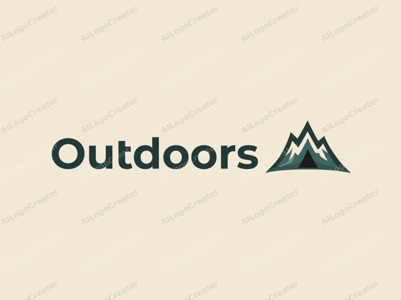 modern design features a stylized camping tent and mountain peak, combined with a clean background and a harmonious composition.