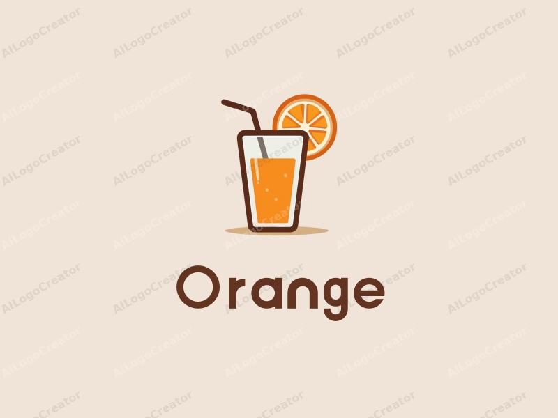 playful design features a stylized orange and a juice glass, combined with a clean background and a vibrant orange color scheme.