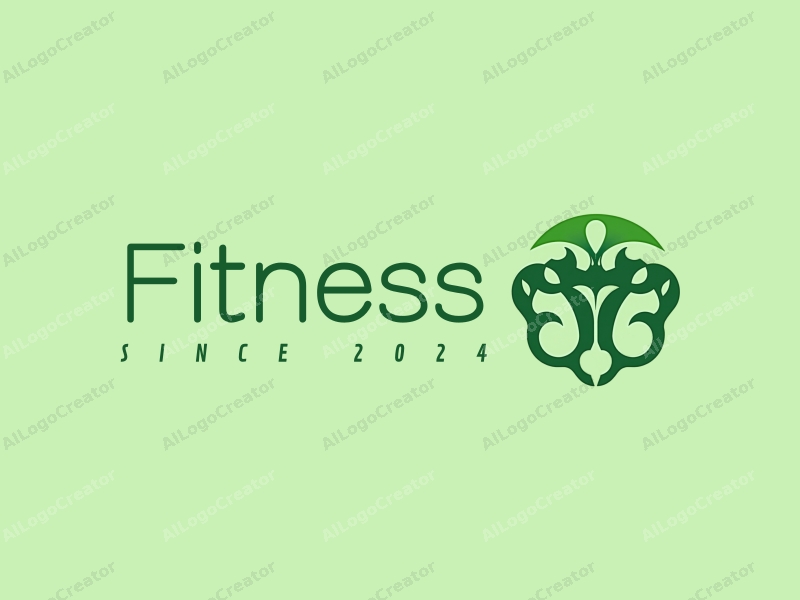 modern design features dynamic fitness elements, a stylized representation of strength and vitality, combined with a clean green background.