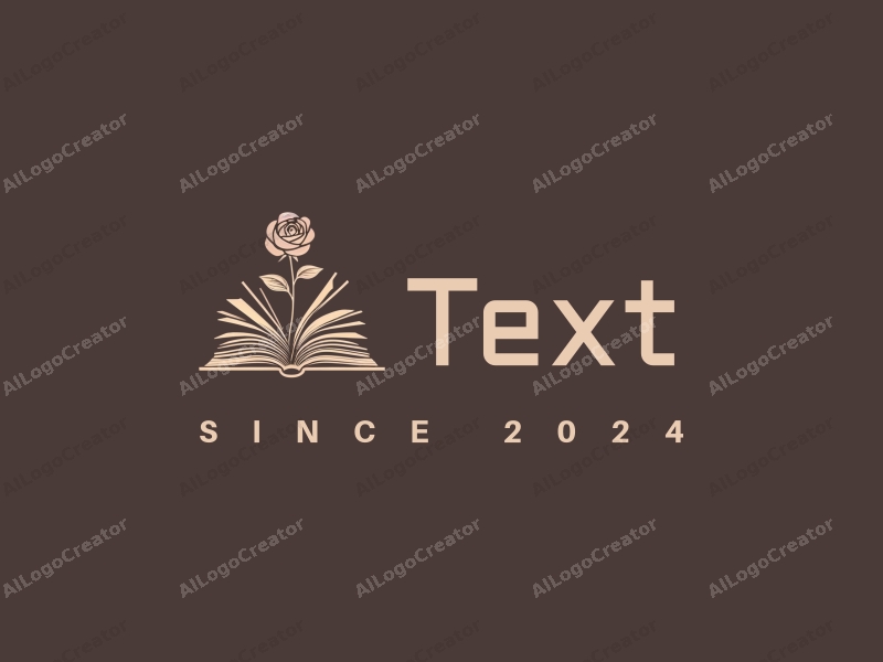 modern design features elegant typography, a stylized book, and a rose integrated into the composition, combined with a clean background.