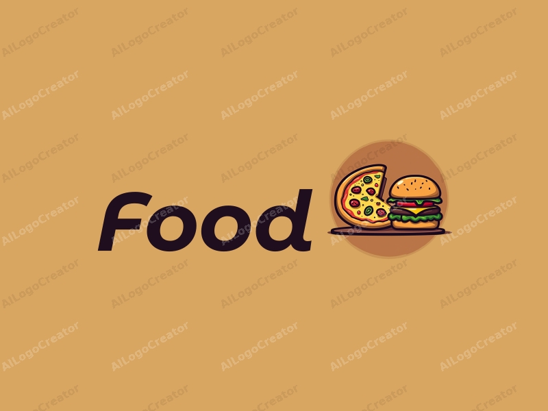 a modern design featuring a vibrant and colorful representation of a pizza and a burger, combined with a clean background and a harmonious layout.