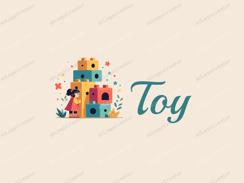 playful design features colorful building blocks, a whimsical doll silhouette, and a puzzle piece motif combined with a clean background.