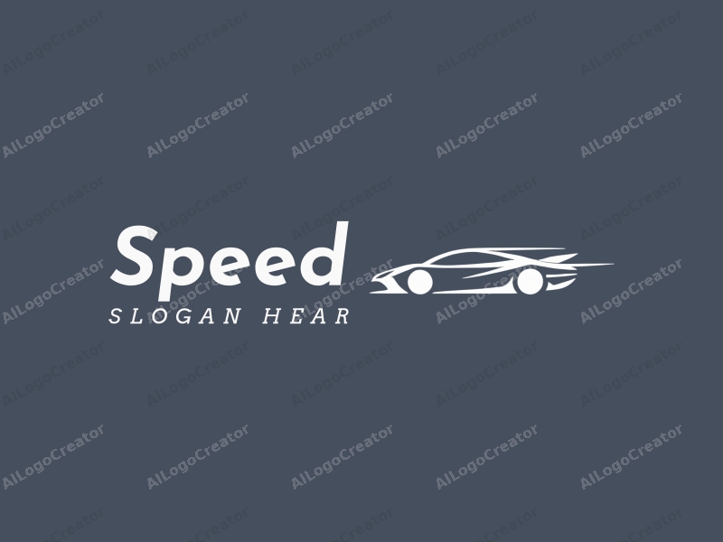 a modern design featuring dynamic lines representing speed, a stylized racing car silhouette, and an abstract engine shape, combined with a clean background.