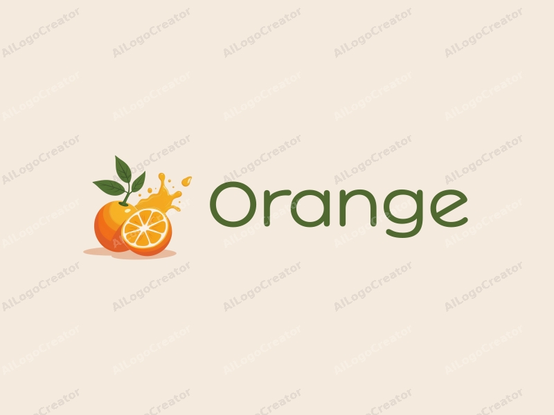 playful design features a stylized orange and juice splash, conveying health and happiness, combined with a clean background.